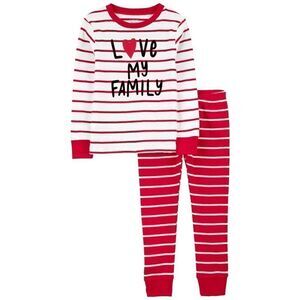 Carter's Girl's 2 Piece Long Sleeve and Pant Love My Family Sleepwear Set